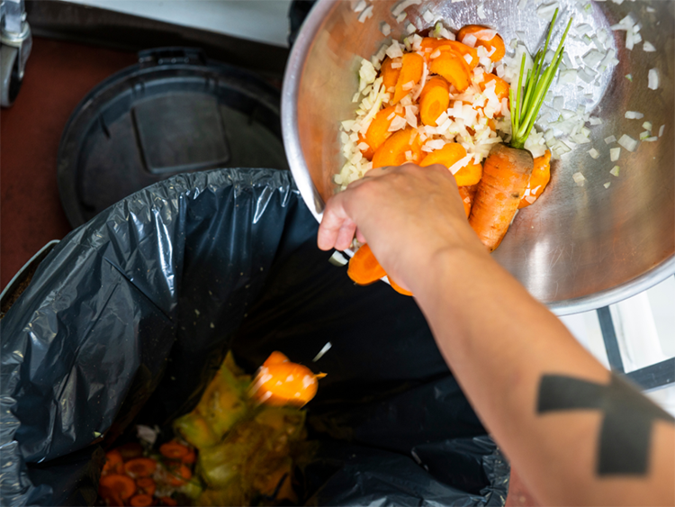 Compost bin full of food waste