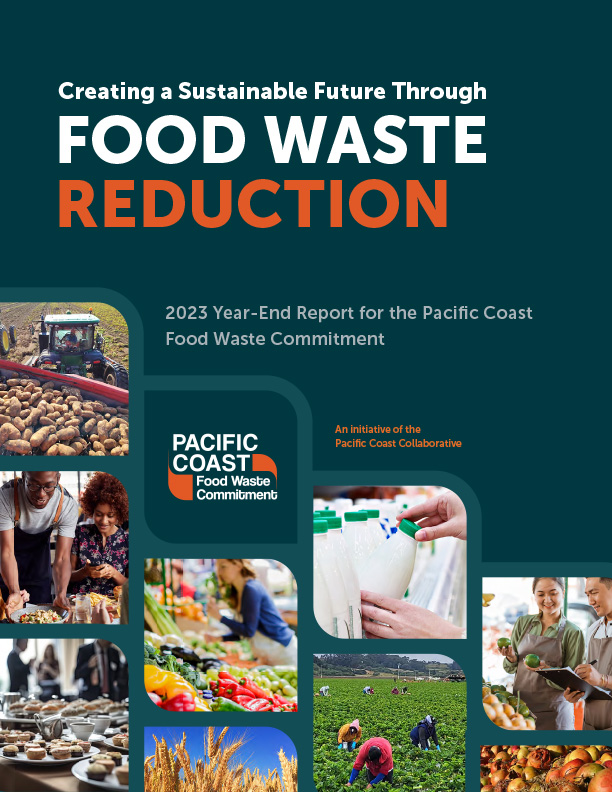 Cover image of the 2023 year-end report, titled "Creating a Sustainable Future through Food Waste Reduction"