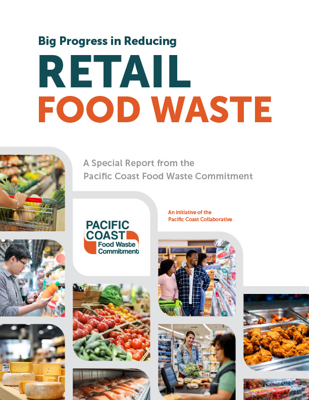 Cover image of 2023 annual report, titled "Big Progress in Reducing Retail Food Waste"