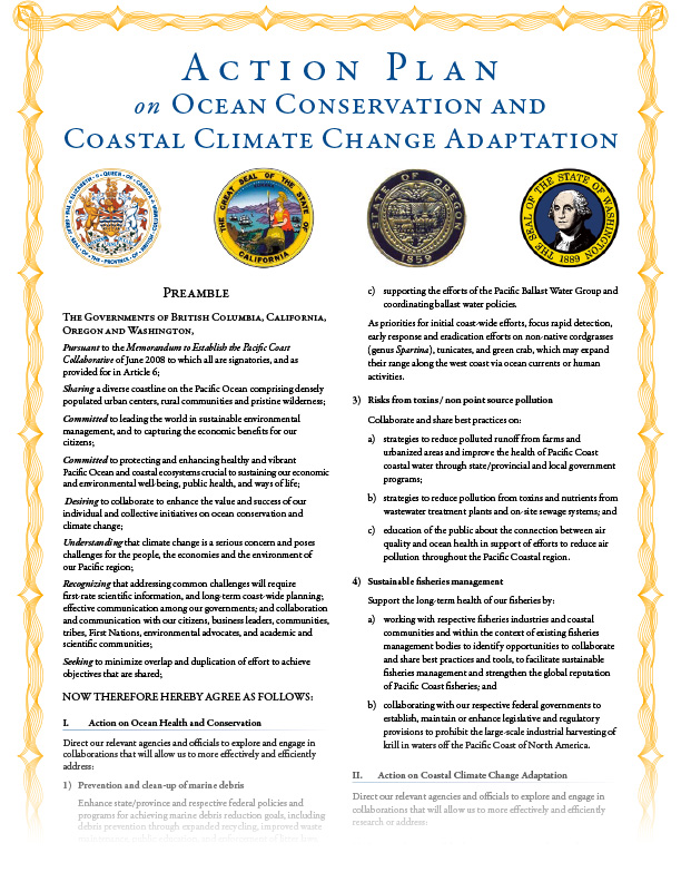 Cover image for Action Plan on Ocean Conservation and Coastal Climate Change Adaptation